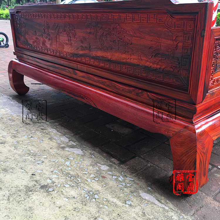 Genuine đồ nội thất bằng gỗ gụ Cochin gỗ gụ gỗ hồng mộc cũ gỗ đỏ khắc sâu đứng về phía bảng đơn phong cảnh giường Dương - Giường giường tủ gỗ công nghiệp