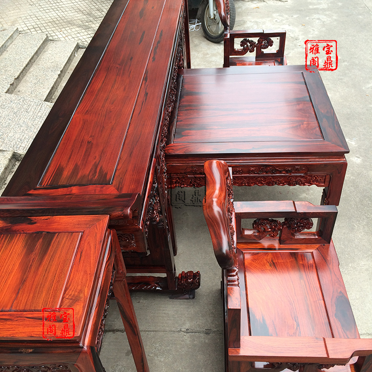 Ưu đãi đặc biệt Lào gỗ hồng mộc Zhongtang cho sáu bộ đồ nội thất phòng khách cổ điển của nhà Minh và nhà Thanh - Bàn / Bàn bàn gỗ phòng khách