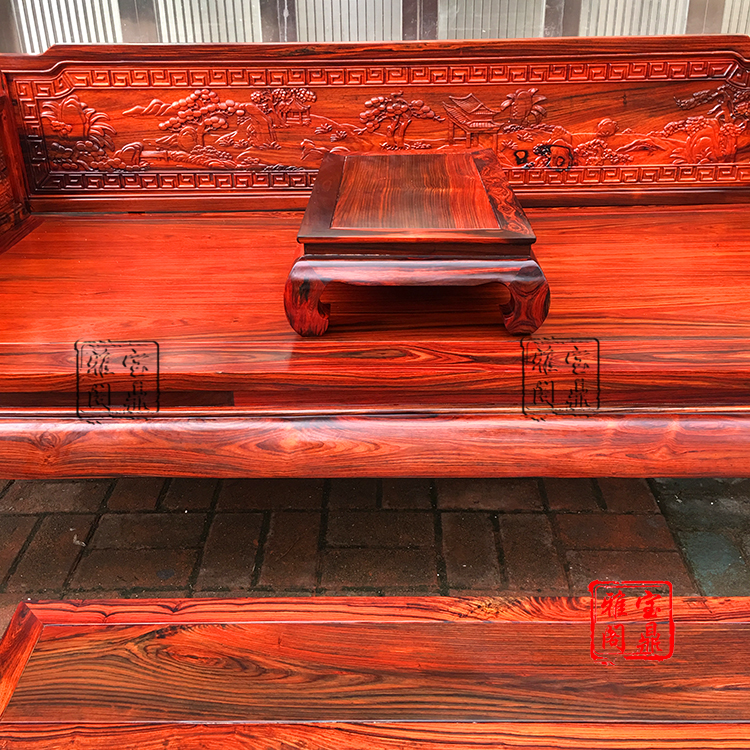 Genuine đồ nội thất bằng gỗ gụ Cochin gỗ gụ gỗ hồng mộc cũ gỗ đỏ khắc sâu đứng về phía bảng đơn phong cảnh giường Dương - Giường giường tủ gỗ công nghiệp
