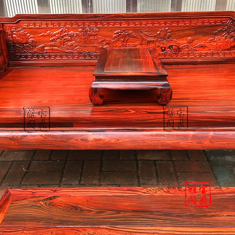 Genuine đồ nội thất bằng gỗ gụ Cochin gỗ gụ gỗ hồng mộc cũ gỗ đỏ khắc sâu đứng về phía bảng đơn phong cảnh giường Dương - Giường
