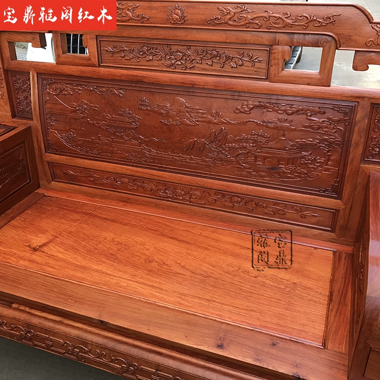 Nội thất gỗ gụ chính hãng Burmese sofa gỗ hồng trái cây lớn gỗ hồng núi sofa hai mặt chạm khắc sofa gỗ gụ 223 - Bộ đồ nội thất ghế sofa