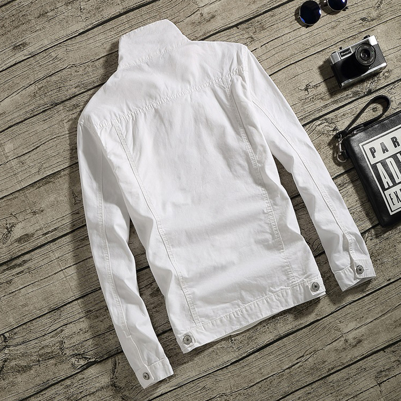 Áo khoác lỗ màu sáng nam quần áo denim hoang dã xu hướng áo khoác nam mùa xuân thu giản dị đẹp trai đẹp trai Bọ Cạp áo khoác denim