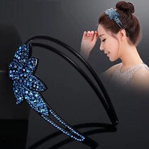 Sweet hair hoop rhinestone hair accessories Korea with teeth wide edge full diamond temperament flower inlay head hoop press hairpin female hair