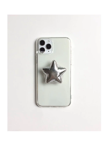 Небольшой дизайнерский серебряный универсальный держатель для телефона, тренд сезона