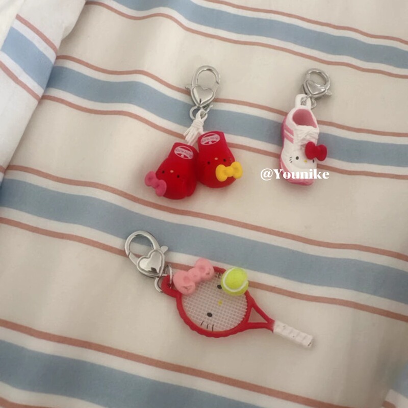 Korean-Style Ins Cute Mini Sporty Cat Phone Charm AirPods Accessory Girly Windmill Keychain Adorable