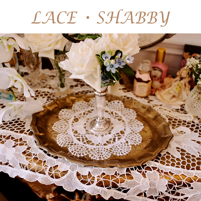 Limited treasured light and luxurious handwoven white pure cotton hollowed-out lace European style decorated with round cover towels