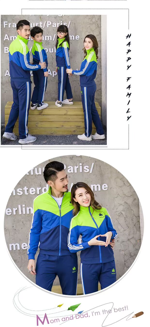 Thời trang cotton thể thao cha mẹ-con một gia đình ba bốn mùa xuân dài tay mùa thu và đồng phục trường mới đồng phục vườn tùy chỉnh đồng phục học sinh mầm non