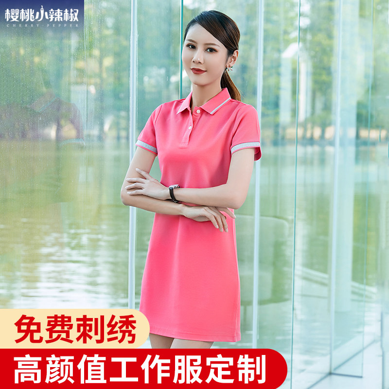 Pure Cotton Knit Foreign Dress Summer Dress New Preschool Teacher Clothes Kindergarten Garden Clothes Teacher Work Clothes Beauty Salon to work clothes