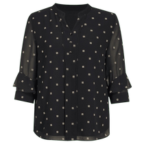 NAERSI 2024 early autumn top V-neck chiffon shirt black simple slim pearl yarn shirt