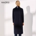 Áo khoác len cổ lọ nữ Narsi 2018 mùa thu thắt lưng mới thắt eo mỏng manh trong phần dài của áo khoác len nữ Accentuated eo áo