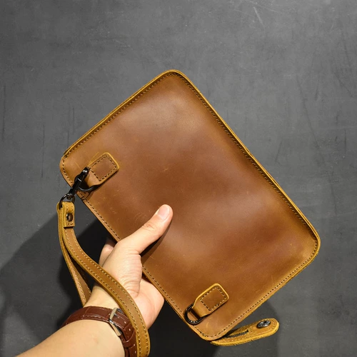 Сумка на одно плечо для отдыха, универсальная сумка-органайзер, маленькая сумка клатч, из натуральной кожи