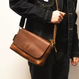 Ретро кожаная сумка через плечо, небольшая сумка, мужская сумка на одно плечо для отдыха, из натуральной кожи