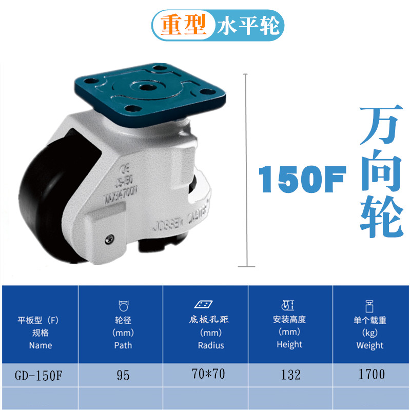 Horizontal Fu horse wheel 150F40F100F120F black and white triangle stainless steel aluminum profile wide caster