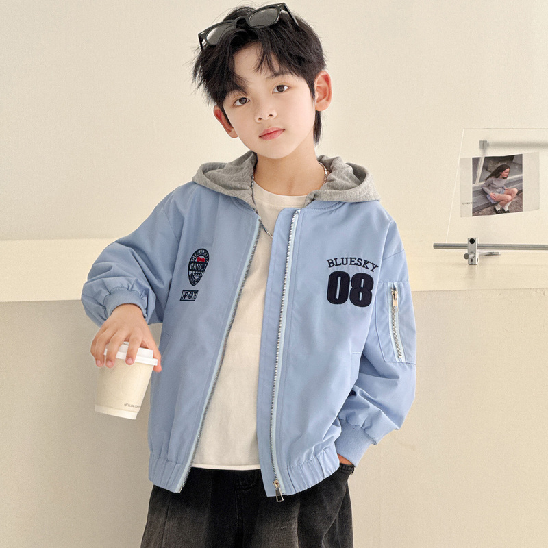 Boys' Jacket 2026 New Trendy Brand Hooded Pilot Jacket for Older Children, Lightweight Top for Boys, Spring Jacket Boys' Jacket 2026 New Trendy Brand Hooded Pilot Jacket for Older Children, Lightweight Top for Boys, Spring Jacket