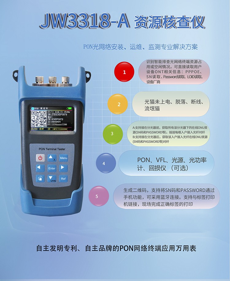 Jiahui PON Internet Terminal Status tester PON Resource Inventory Optical Cat Online Test JW3318A
