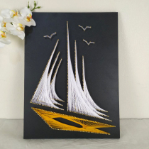 Sailboat string silk painting Nail winding line painting Decompression painting Living room decoration painting Handmade diy gift material package