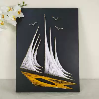Sailboat string silk painting nail winding painting decompression painting living room decoration painting handmade diy gift material package