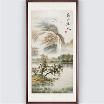 High mountains and flowing water cross stitch porch vertical version of new 2020 living room line embroidery landscape painting scenery flowing water money 2021
