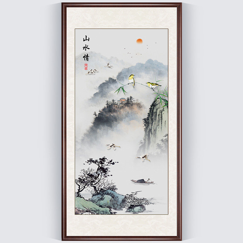 Entrance cross stitch 2022 new embroidery landscape painting landscape vertical version living room 2023 thread embroidery self embroidery hand embroidery