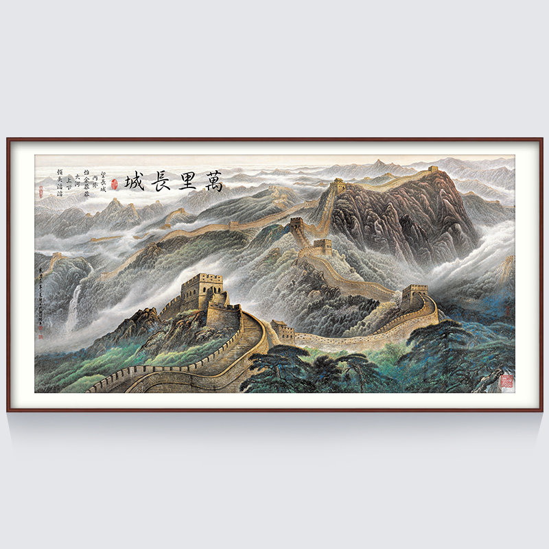 The Wanli Great Wall Cross embroidered line embroidered 2022 new living room sharp landscape painting scenery atmosphere 2021 full embroidered