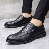 Headlayer Sheep Leather Fall Business Casual Positive Dress Wedding Men Groom Genuine Leather Thin and Inn Wind Heightened Leather Shoes Man