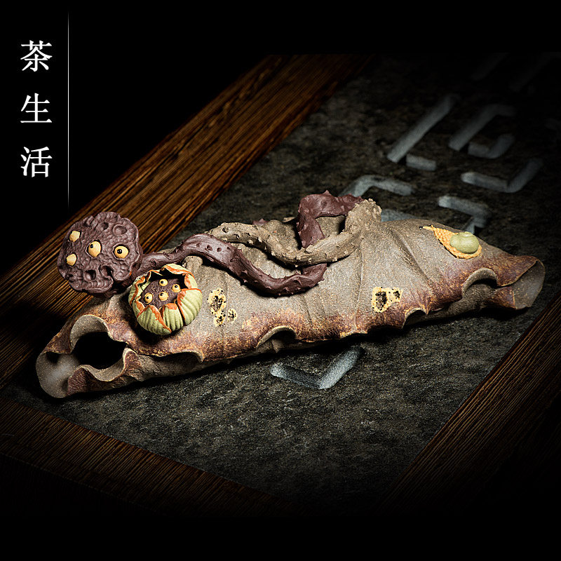 Tea darling Purple Sand Boutique good luck Lieven Sculpture Lotus Seed Lotus tea Play with a piece of tea tray Home Decorative Gifts
