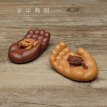 tea favor decoration boutique purple hands rich sculpture Palm hand piece toad tray home decoration lucky