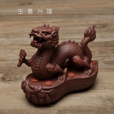 Чайная статуэтка 瑕疵茶宠摆件紫砂生意兴隆雕塑生肖龙茶趣茶盘家居装饰把件