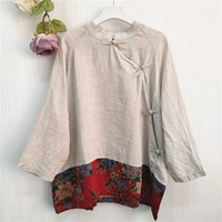 Красный фон печать+рис белый 55%конопля 45%хлопок