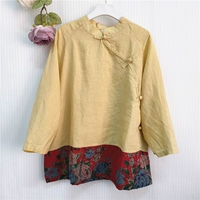 Красный фон печать+желтая 55%конопля 45%хлопок