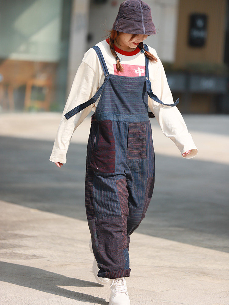 New baby bag pants 2021 thickened quilted baby bag pants retro old stitching loose pants women