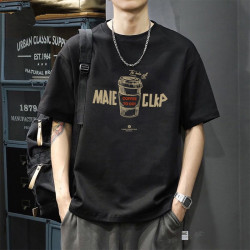 American Retro Hong Kong Style Trendy Heavyweight 100% Pure Cotton Short-Sleeve T-Shirt for Men, Summer Loose Fit Ins Trendy Brand Cool Half-Sleeve