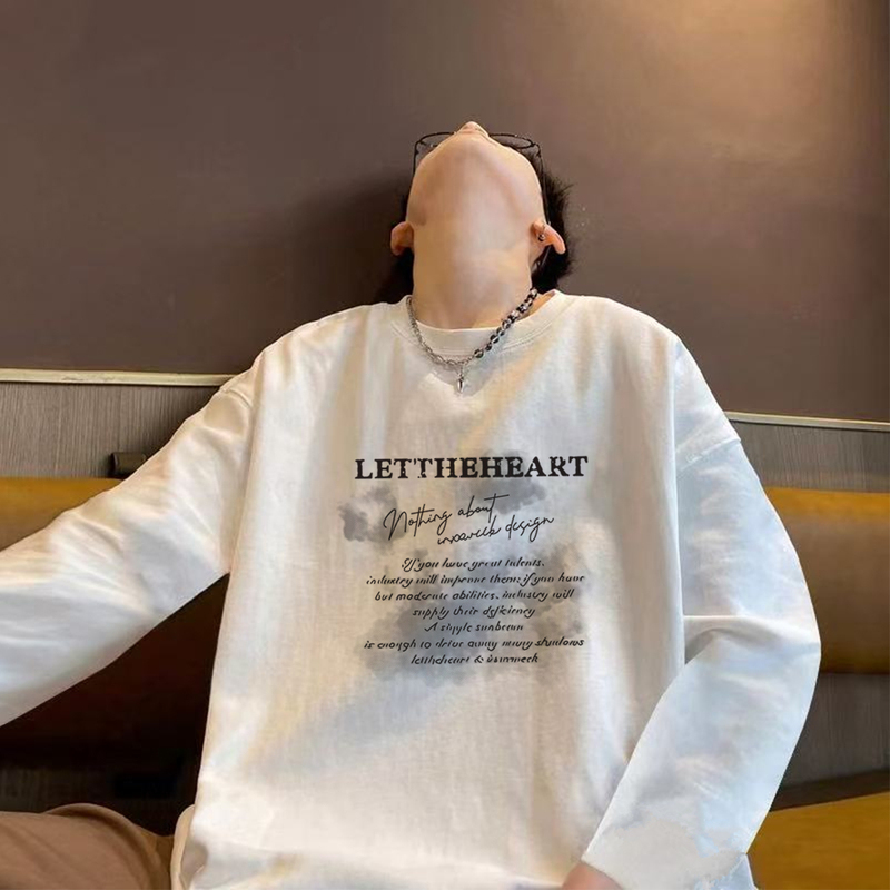 American Retro ins Trendy High Street Niche Heavyweight Pure Cotton Long-Sleeve T-Shirt Men's Spring and Autumn Loose Cool Base Shirt