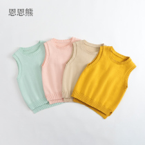 Girls sweater vest children 2021 new spring and autumn wear baby autumn style pure cotton childrens knitted vest