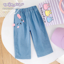 Girls jeans summer thin model 1-3 years old Eun bear baby girl Summer Capri pants 2 children summer cotton pants