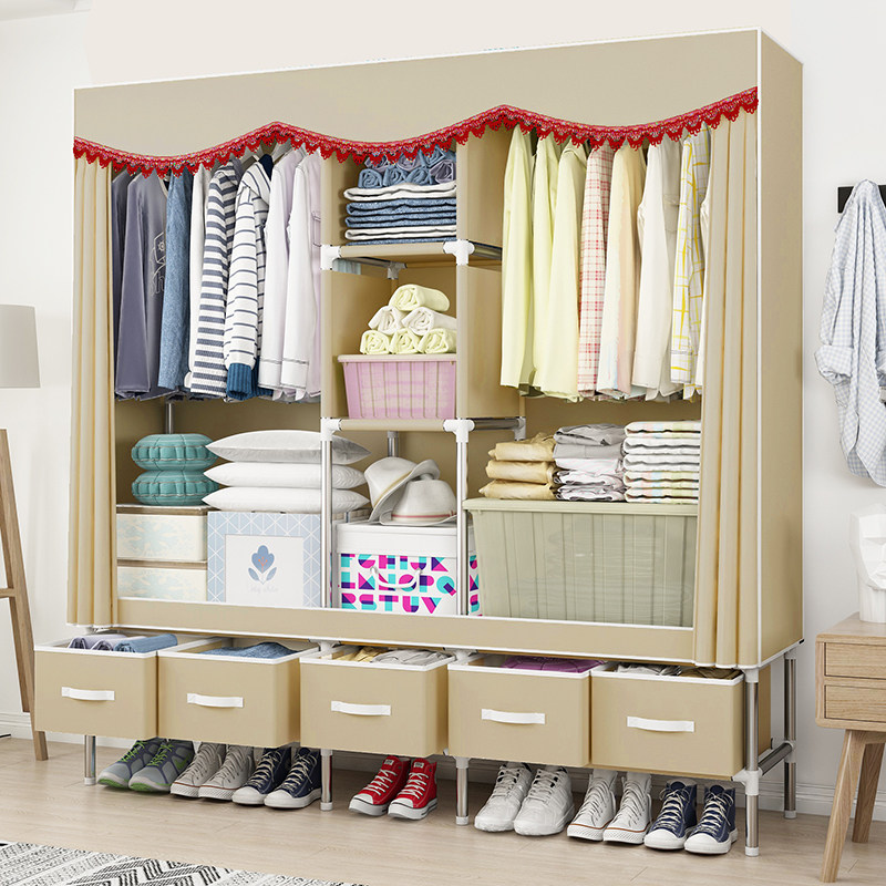 Home Simple Cloth Wardrobe Brief modern Economy Type of assembly Bummy Bedroom Bedroom rental cupboard Dormitory Closet