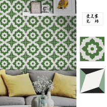 Nordic 200 tile green solid geometry retro tile balcony homestay non-slip floor tile restaurant Flower tile 200