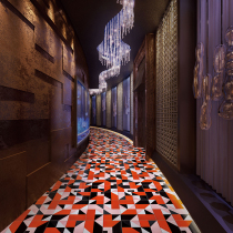 300 Flower brick red geometric color brick restaurant corridor KTV bar non-slip floor tile background wall antique tile tiles