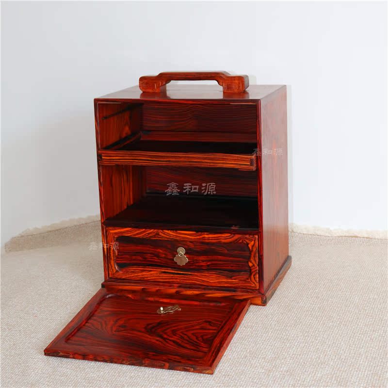 Ming phong cách nội thất thanh hộp vali lúm đồng tiền Dalbergia gỗ hồng có thể được tùy chỉnh máu Tan Gong Dang Dalbergia lưu trữ gỗ gụ cổ điển - Cái hộp thùng gỗ thông