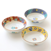 Japanese-made imported Kutani-yaki ceramic series tableware Eat rice bowl Small plate Japanese cuisine side dish wide mouth bowl