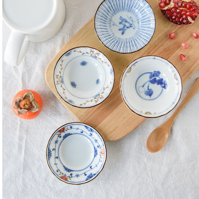 Japan imported Ha Sami underglaze ceramic small plate dipping saucer small dish small vegetable bone plate small bowl cake fruit