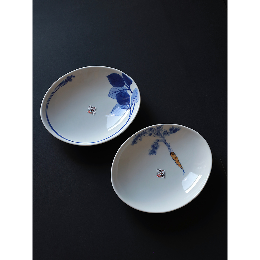 Japan imported Posami burning hand-painted creative large household curry pasta plate heat-resistant breakfast oval plate