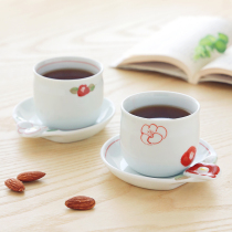 Japanese imported toyaki hand-painted Japanese tsunion flower ceramic couple tea cup with saucer set espresso cup Cup Saucer