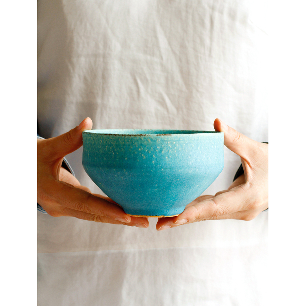 Japan Original Imported Letter Musicians' Hand for Coarse Pottery Blue Glaze Rag Tea Bowl Day Style Tea Bowl Salad Big Noodle Bowl