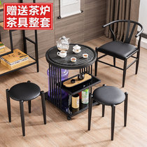 Tea table and chair combination balcony round kung fu coffee table small apartment iron flaming Stone tea set set one tea table