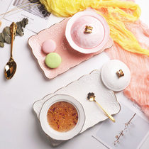 Birds nest soup bowl Tremella soup bowl cup small sweet soup bowl Phnom Penh Net red ceramic lotus seed dessert bowl European small luxury