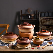 Claypot rice small casserole household small gas braised stew pot commercial net red potato powder old coarse soil shallow tile pot