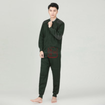 Public hair olive green velvet clothing velvet pants suit double-layer warm underwear cold zipper genuine upgrade bottoming