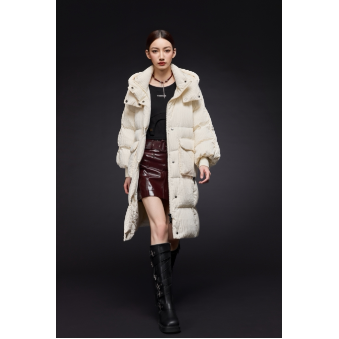 [Chen Damei] Garment Length 96, Original Design, Fashionable Women's Goose down Coat with Pleats, Extended Length 2700