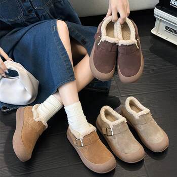 Winter velvet birkenstock women's low-top soft cotton shoes